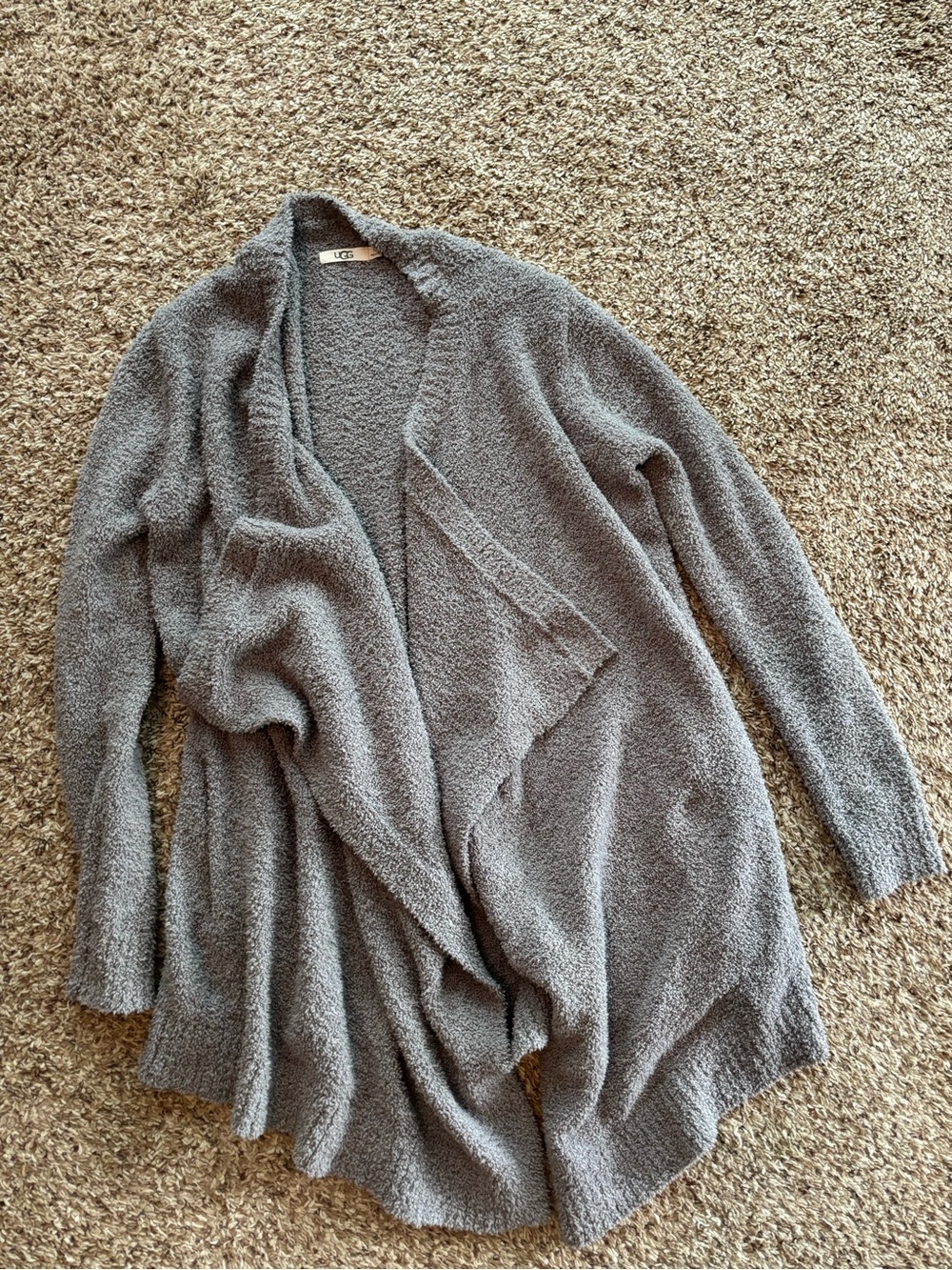 UGG Soft Open-Front Gray Draped Cardigan